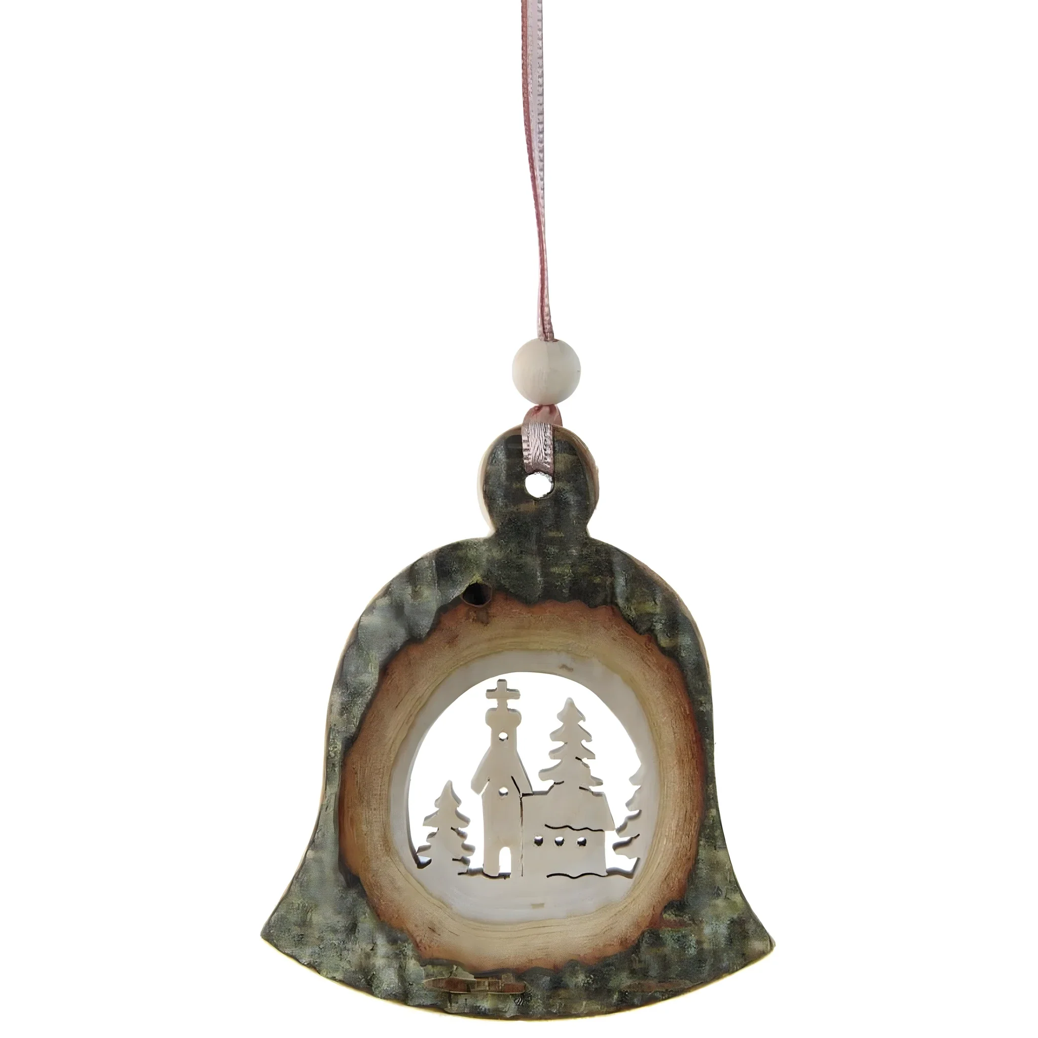 Weihnachtsanhänger Glocke aus Naturrinde