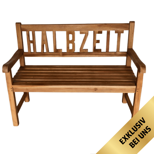 WM Gartenbank aus Teakholz – HALBZEIT | Exklusive Sonderedition (limitiert)