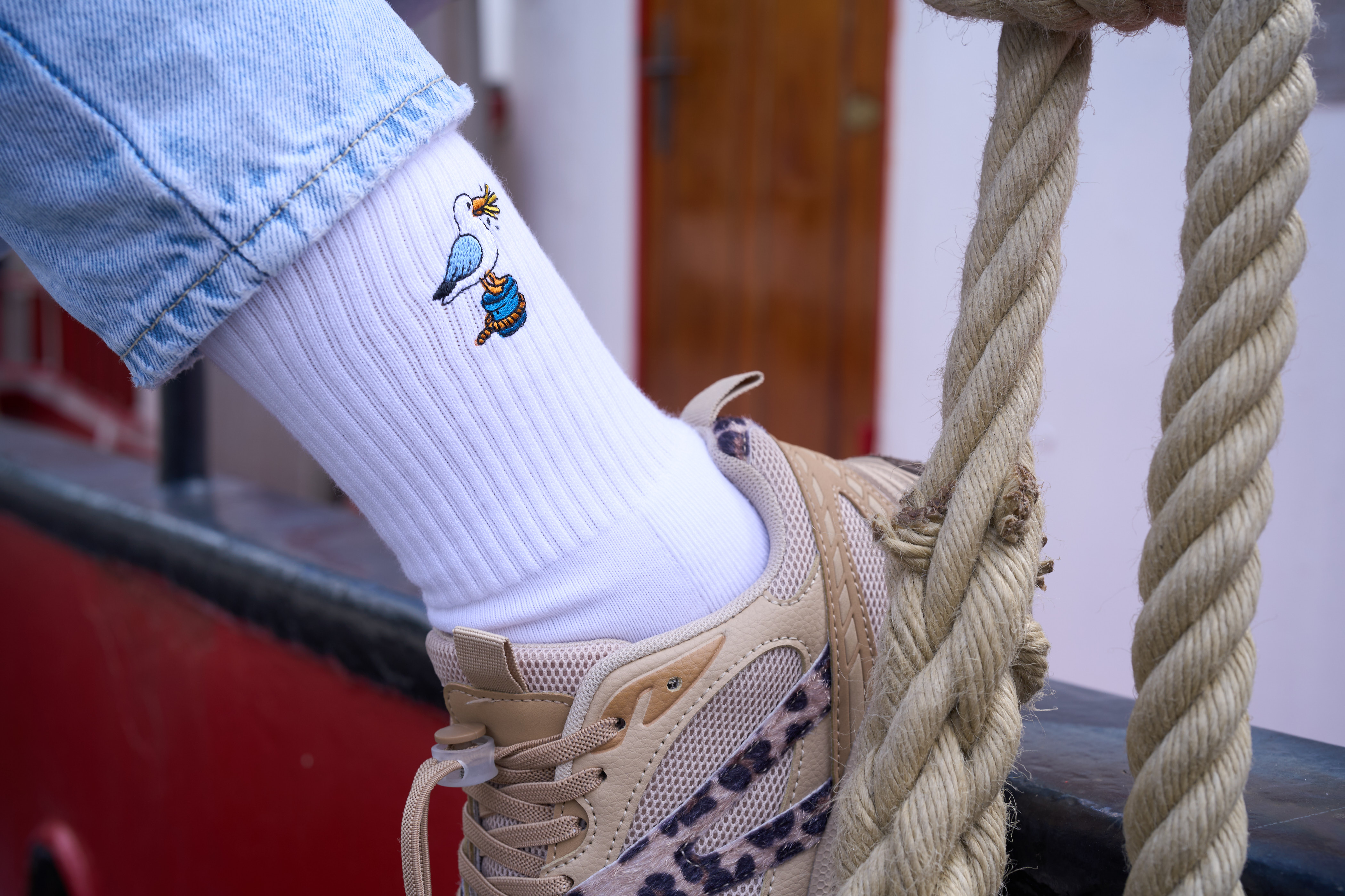 Socken mit maritimen Motiv | weiß