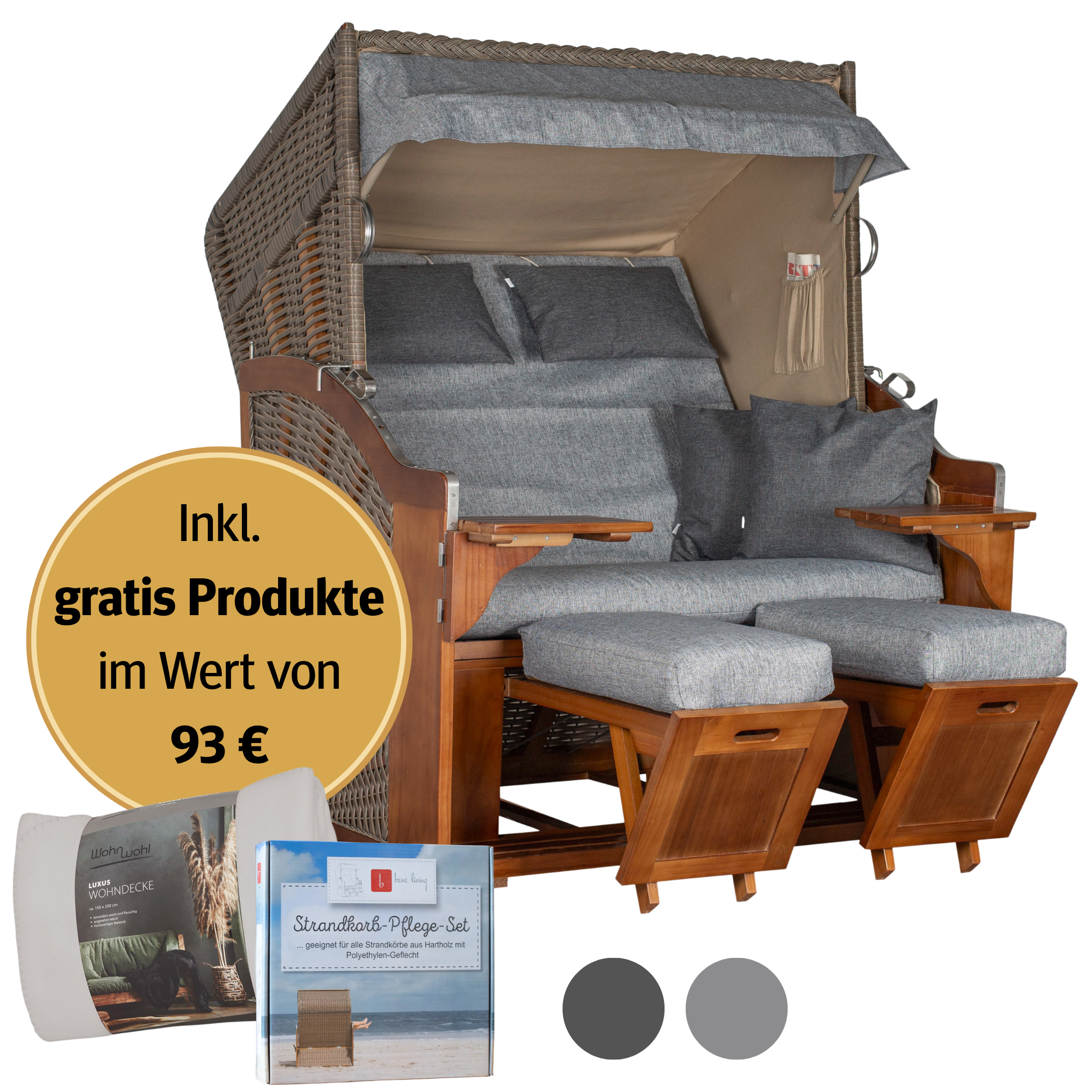 Strandkorb 2-Sitzer | Pinienholz – Büsum